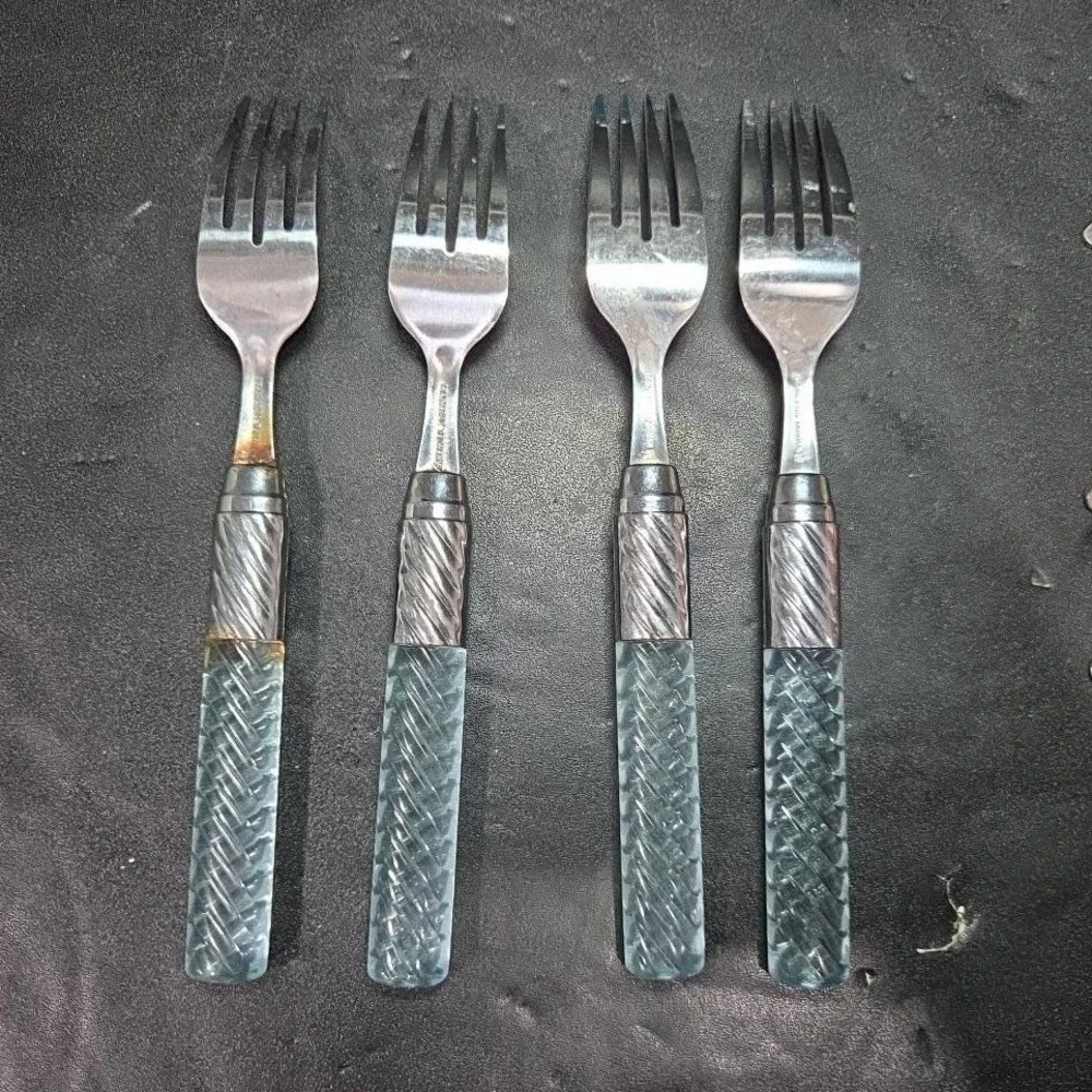 Acrylic Blue Handled Utensils, 17 Piece Set, Plastic Handles, Stainless‎ Steel
